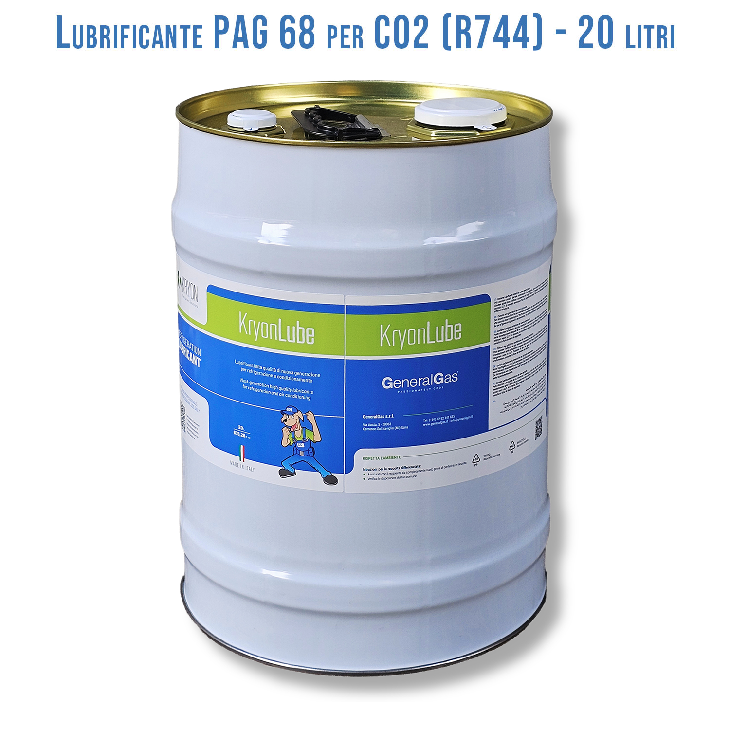 Olio Lubrificante HVACR KryonLube PAG 68 CO2 - Polyalkylene Glycol - Tanica in metallo da 20 lt.