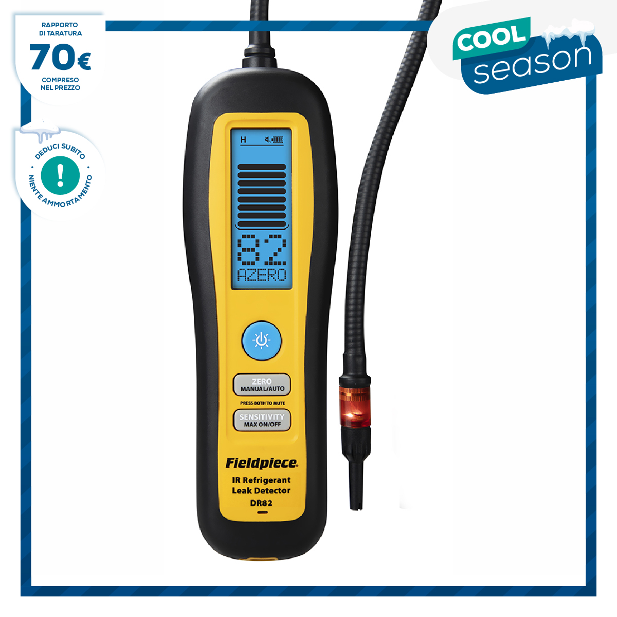 FieldPiece USA - DR82 - Cercafughe portatile di perdite di refrigerante a infrarossi con monitor LCD - sensibilità 1 grammo/anno - Rapporto di Taratura incluso