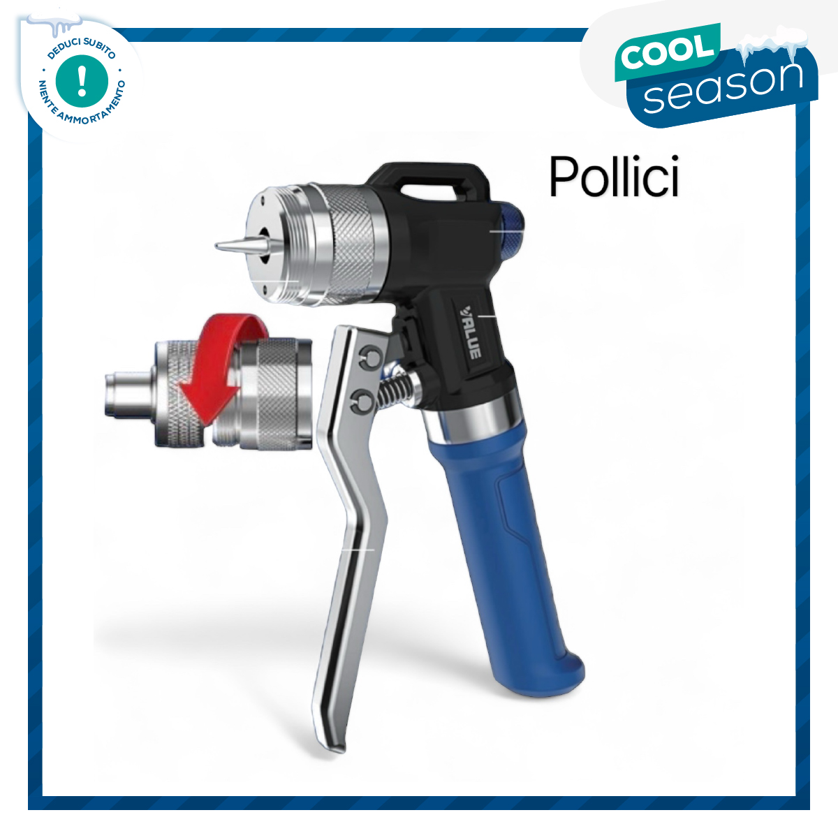 VALUE Espansore idraulico per tubazioni in rame VHE-29E per tubi diametro ⅜, ½, ⅝, ¾, ⅞, 1, 1 ⅛ pollici, in valigetta di materiale plastico