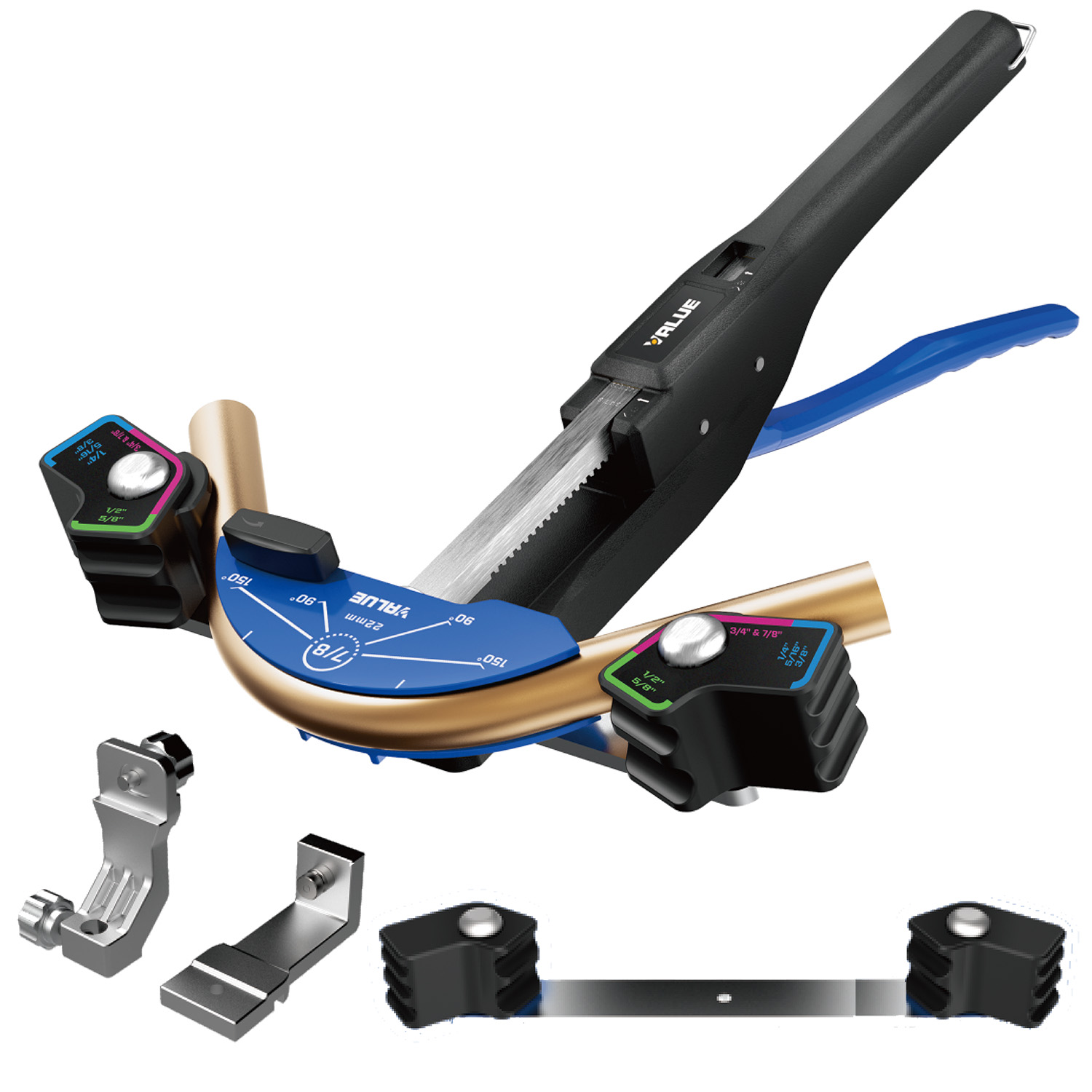 VALUE Piegatubi curvatubi in rame (HVACR) VTB-CB1R con kit VTBRK - per tubi ¼ (6mm), 5/16 (8mm), 3/8 (10mm),  1/2 (12mm), 5/8 (16mm), 3/4 (19mm), 7/8 (22mm)