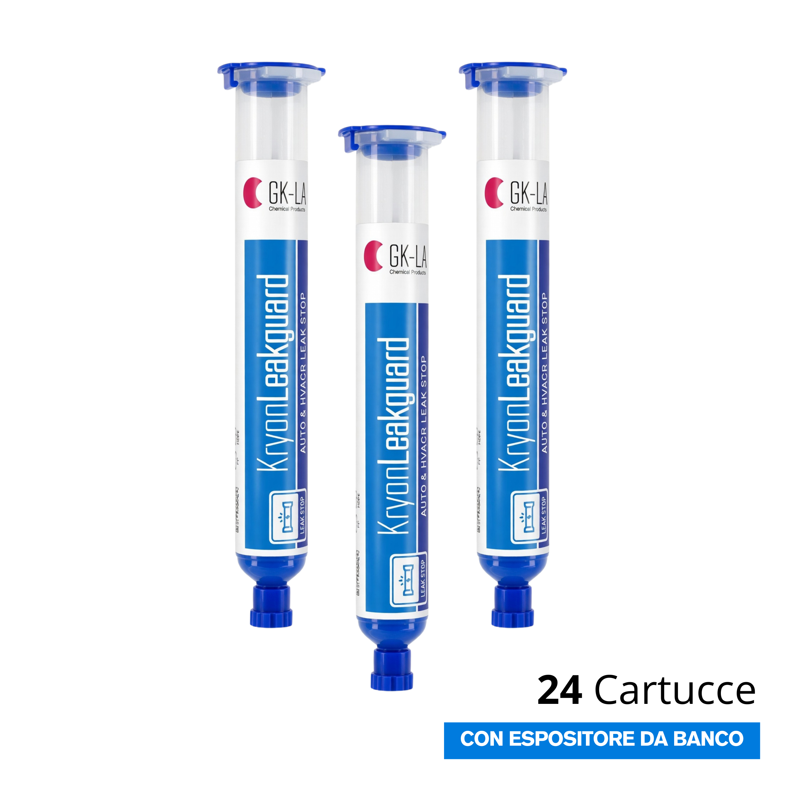 GK-Lab KryonLeakGuard Turafalle per Riparazione Microperdite nei Sistemi HAVCR e AUTO - 24 Cartucce da 48 ml.