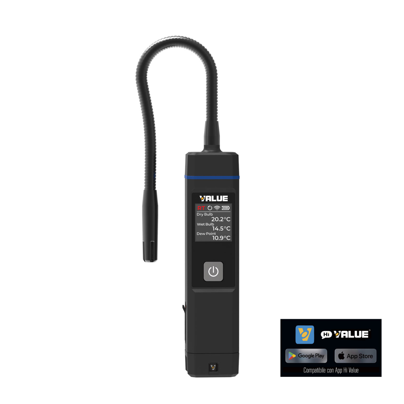 VALUE Psicrometro (sonda umidità) Bluetooth con Display Digitale VSH1