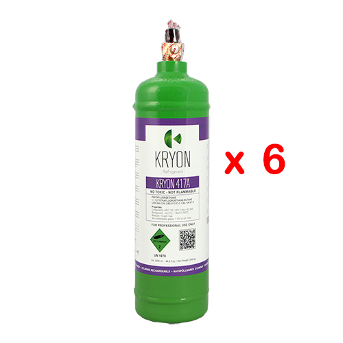 6 x R417A Freon® (Isceon) MO 59 Confezione 6 Bombole KryoSmart - 1 Lt / 900 Gr - 48 Bar - AC - valvola ¼ SAE RH