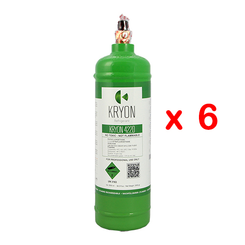 6 x R422B confezione 6 Bombole KryoSmart - 2,5Lt / 2Kg - 48 Bar - acciaio al carbonio - valvola ¼ SAE RH