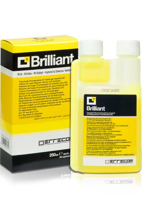 12 confezioni 250 ml. con dosatore - Tracciante Cercafughe Fluorescente UV - BRILLIANT