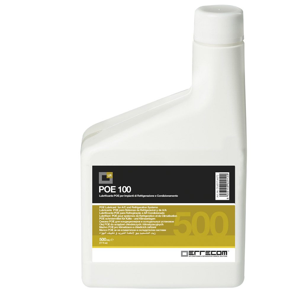12 x Olio lubrificante R&AC Polyol Estere (POE) Errecom 100 - Tanica in Plastica da 500 ml. - Confezione n° 12 pz. (totale 6 litri)