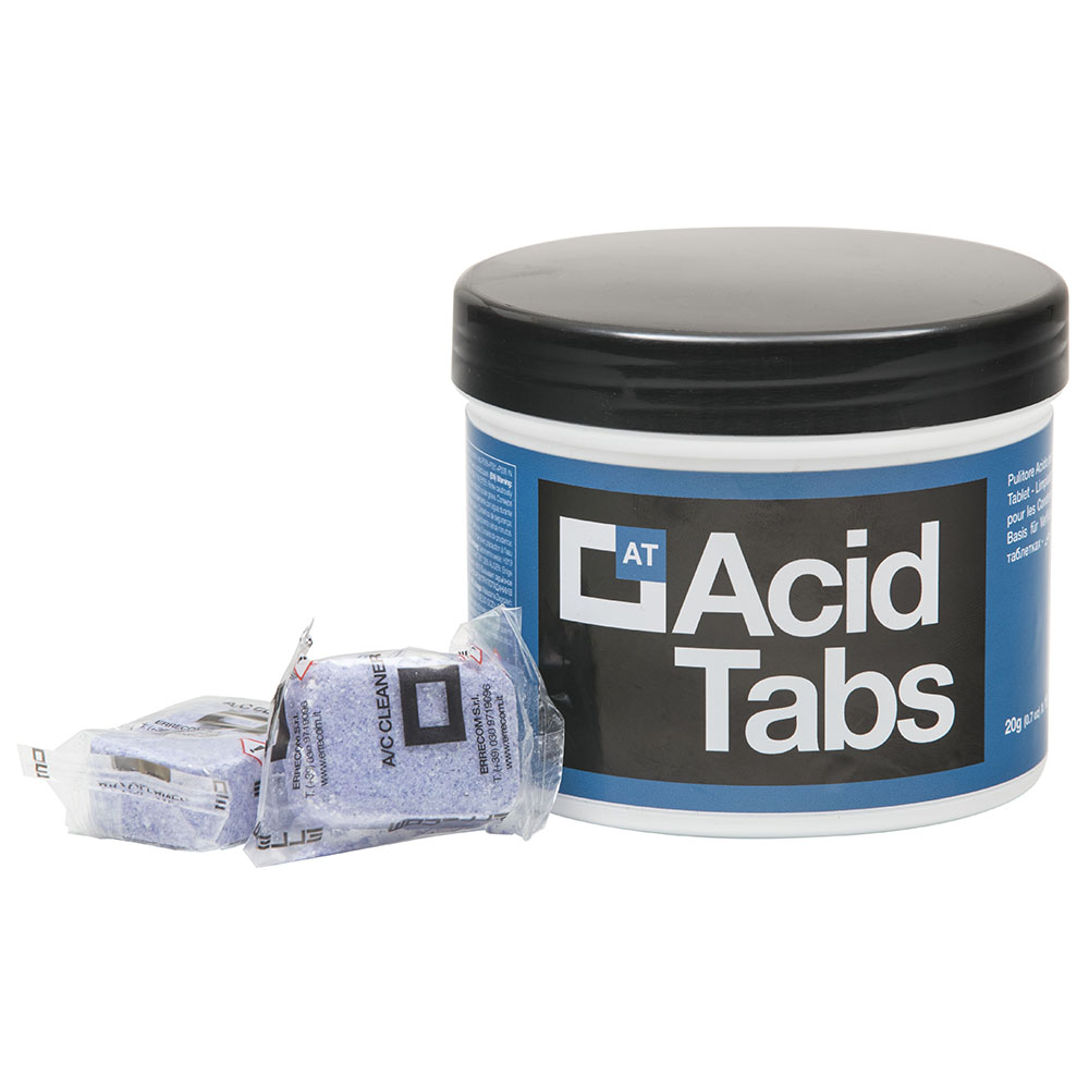 Pulitore Acido per Condensatori in Pastiglie - ACID TABS - Barattolo da 18 Pastiglie - Confezione n° 12 pz.