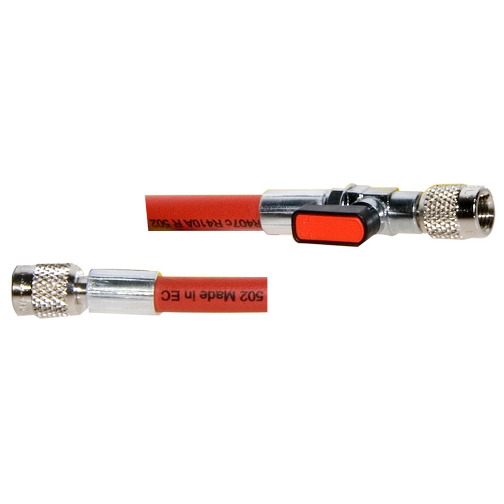 Tubo di Carica 5/16 SAE J2196 - 200 cm. (alta qualità - originale Continental) con Valvola a Sfera e depressore - colore ROSSO - Confezione n° 1 pz.