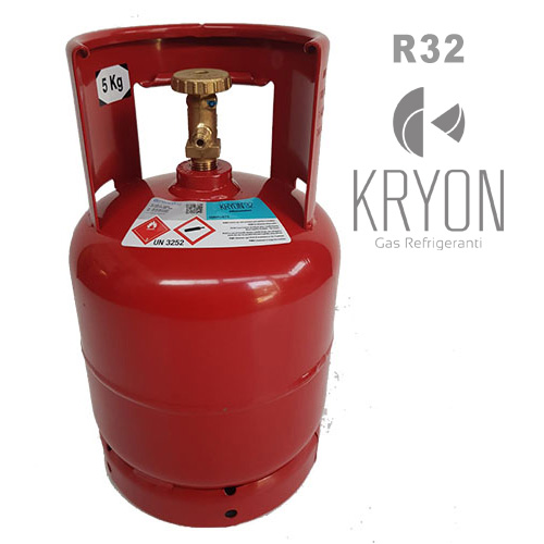 R32 Kryon® 32 in Bombola Kryobox 7 Lt - 5 Kg / 48 bar - valvola con attacco ½ 16 ACME sinistro