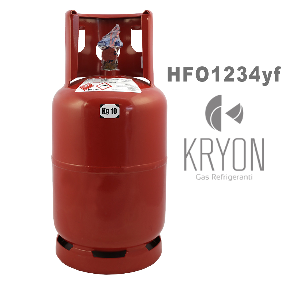 1234yf Kryon® HFO yf in confezione 13 Lt / 10 Kg - 42 Bar T-PED - valvola 21,8 x 1/14 LH (adattatore con uscita attacco rapido alta pressione non incluso)