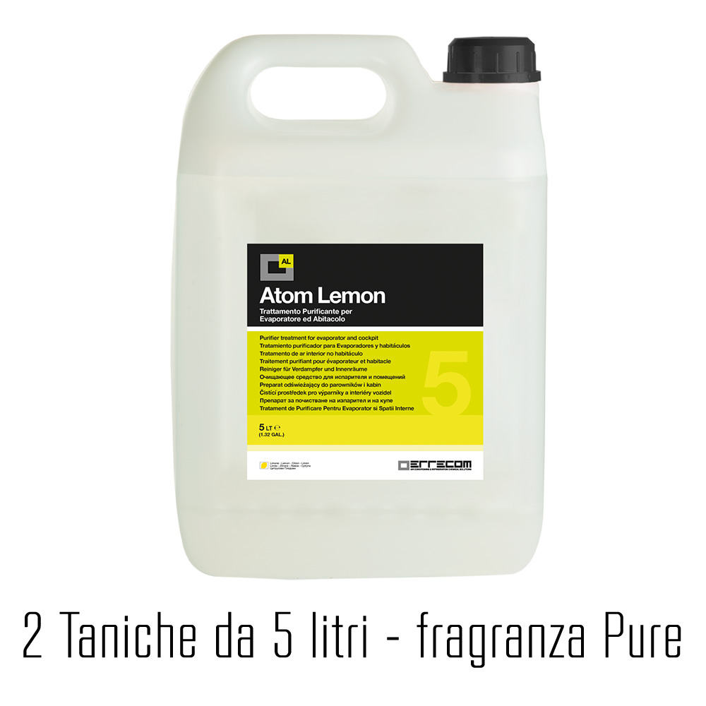 2 x AtomKryon - ATOM LIQUID Disinfettante - kit di ricariche per Nebulizzatori Ultrasonici AtomKryon e Purezone Machine - 5 litri - PURE - Disinfettante registrato in Germania (N69544) - n° 2 pz.