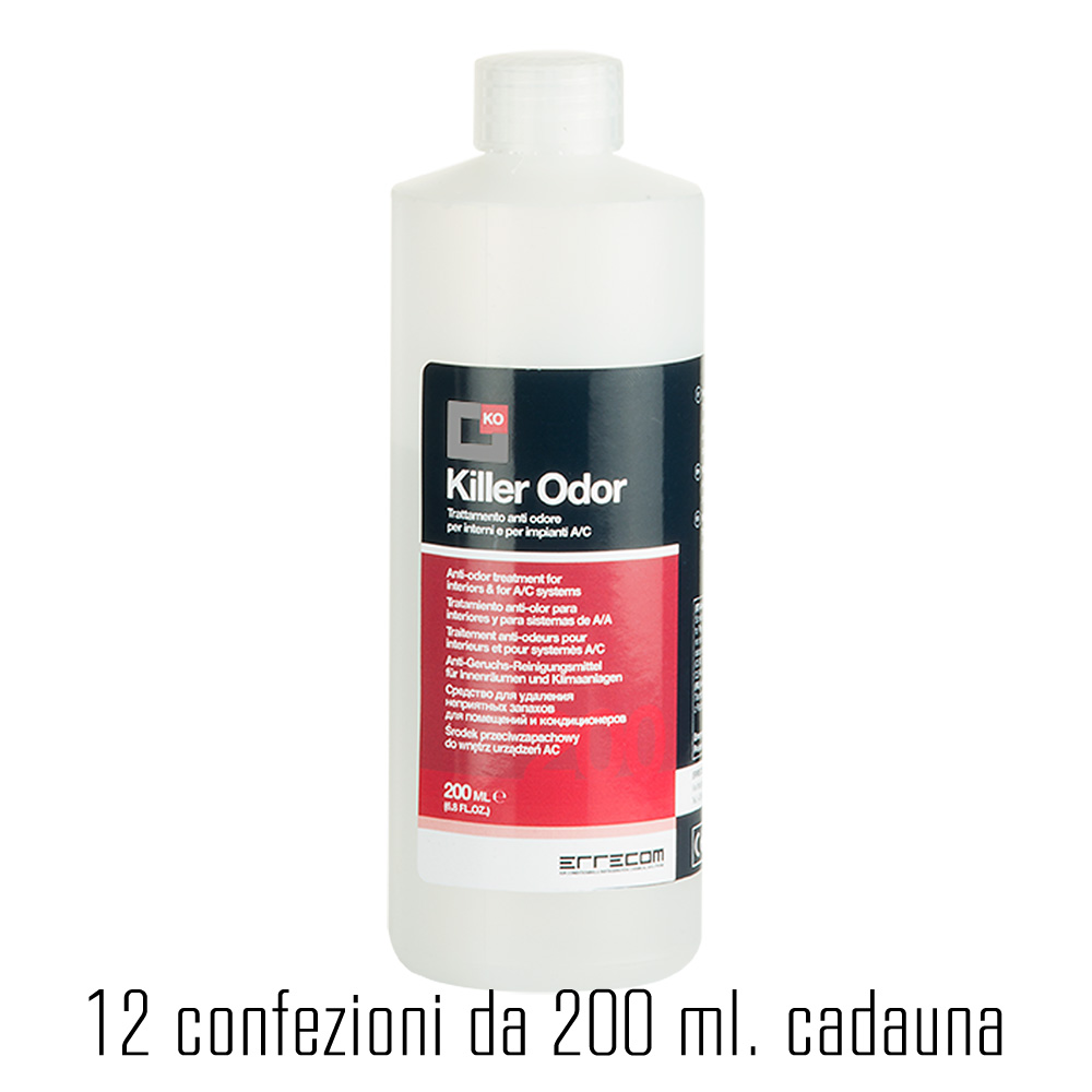 12 x AtomKryon - KILLER ODOR Trattamento antiodore - kit di ricariche per Nebulizzatori Ultrasonici AtomKryon e Purezone Machine - 200 ml - n° 12 pz.