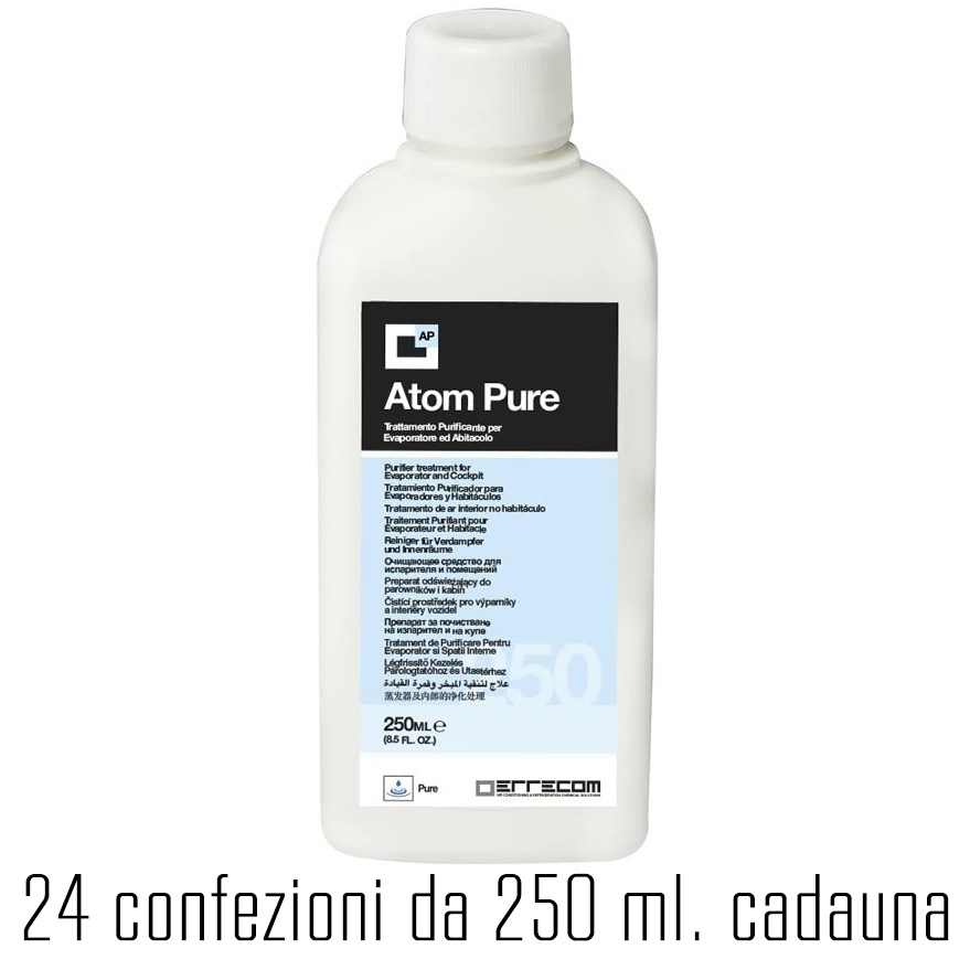 24 x AtomKryon - ATOM LIQUID Disinfettante - kit di ricariche per Nebulizzatori Ultrasonici AtomKryon e Purezone Machine - 250 ml - PURE - Disinfettante registrato in Germania (N69544) - n° 24 pz.