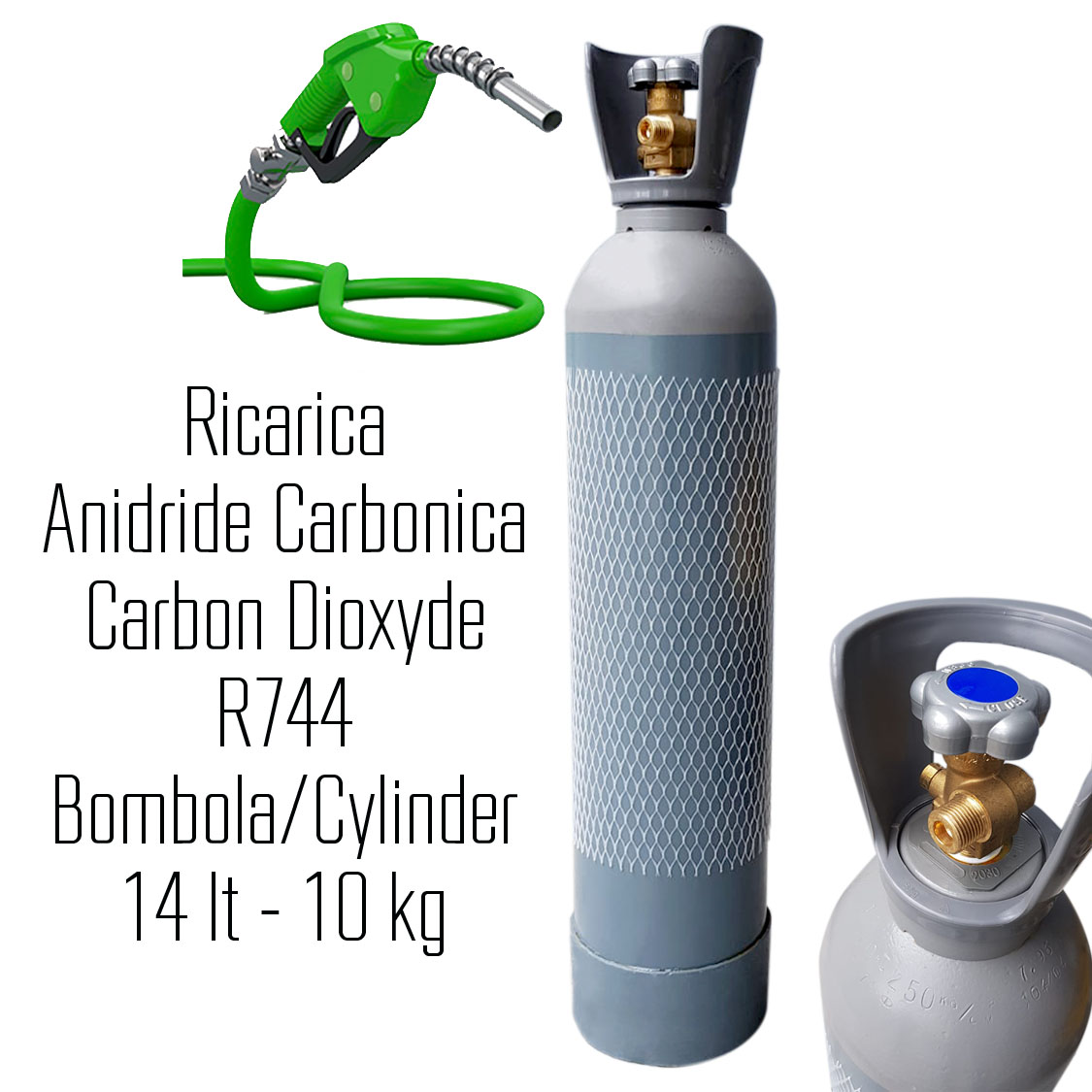 Ricarica R744 Kryon® 744 - CO2 anidride carbonica refrigerazione - 14 Lt - 10 Kg