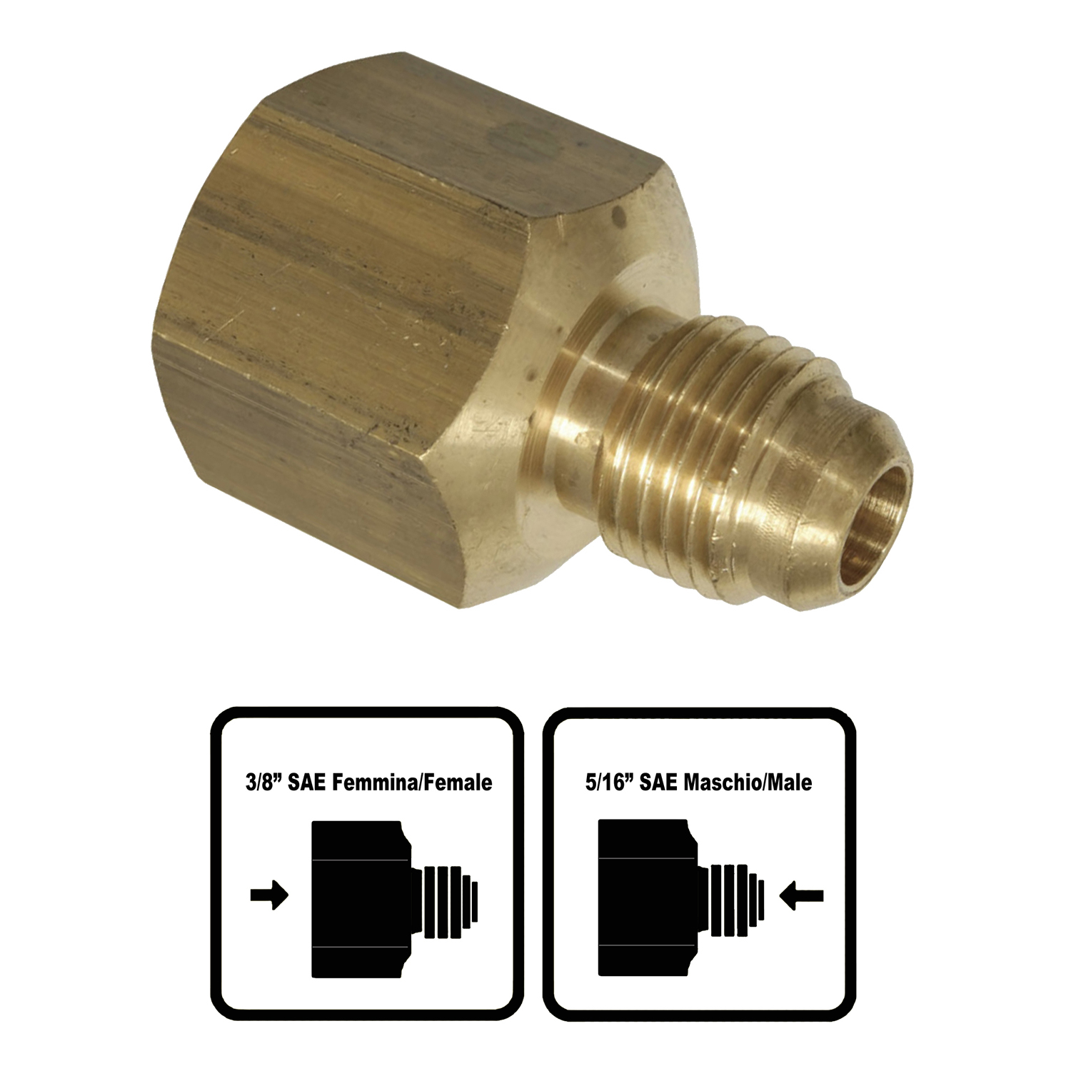 Adattatore per pompa vuoto Fieldpiece - riduzione da 3/8 SAE femmina a 5/16 SAE maschio