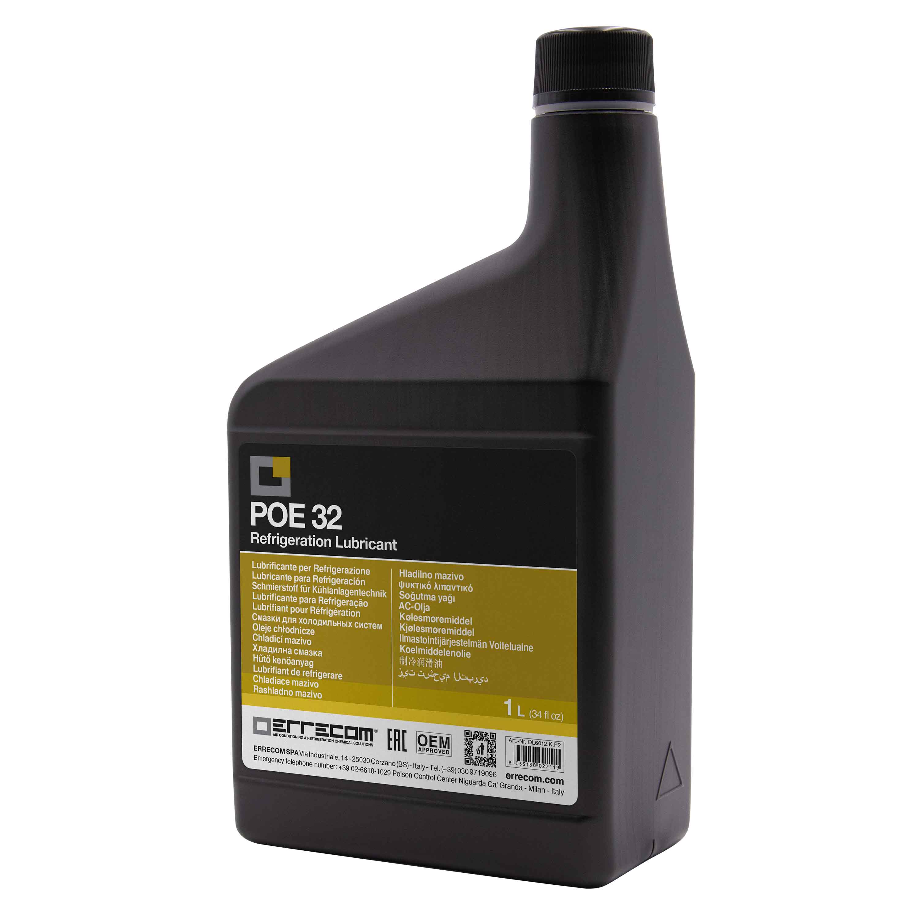 12 x Olio lubrificante R&AC Polyol Estere (POE) Errecom 32 - Tanica in Plastica da 1 lt. - Confezione n° 12 pz. (totale 12 litri)