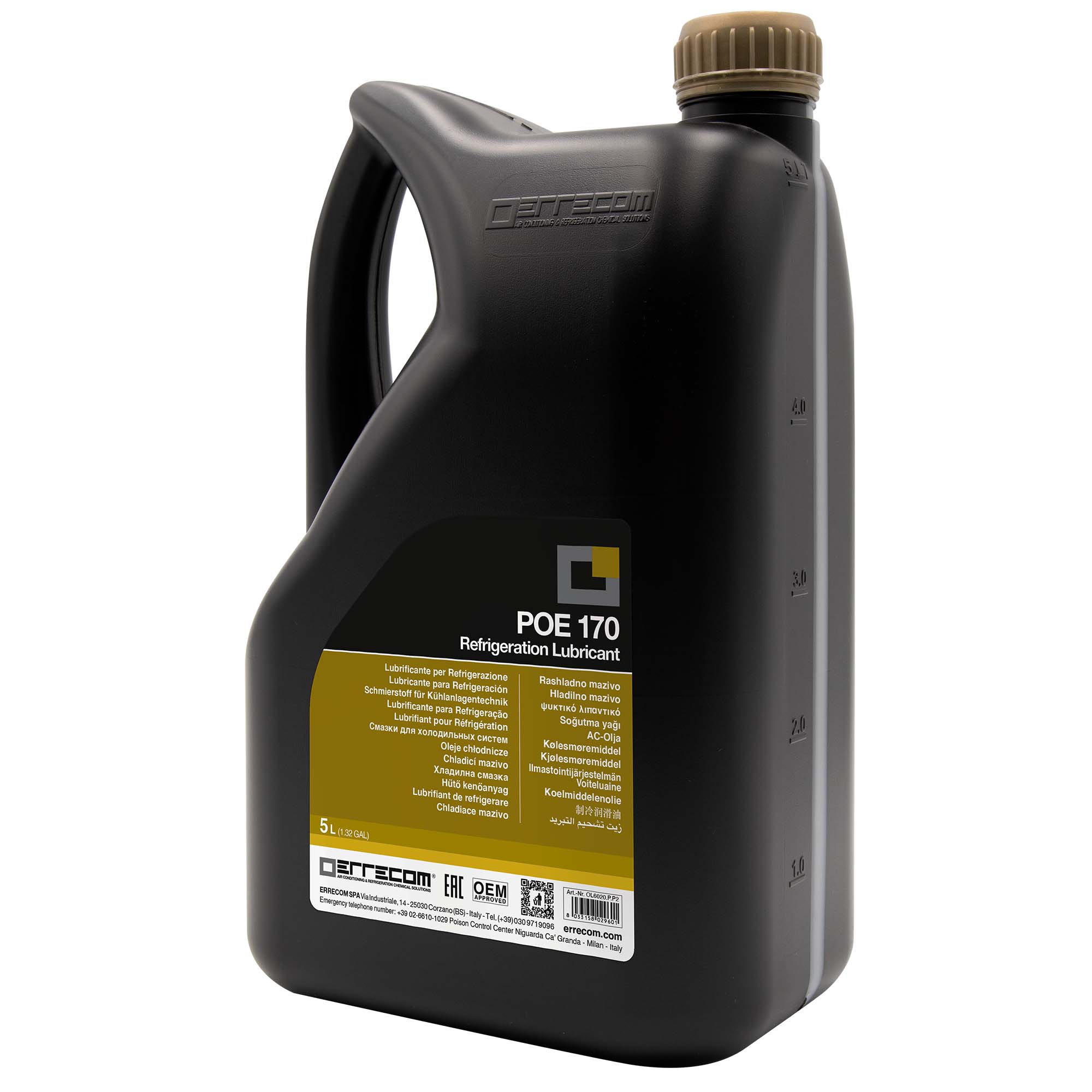 2 x Olio lubrificante R&AC Polyol Estere (POE) Errecom 170 - Tanica in Plastica da 5 lt. - Confezione n° 2 pz. (totale 10 litri)