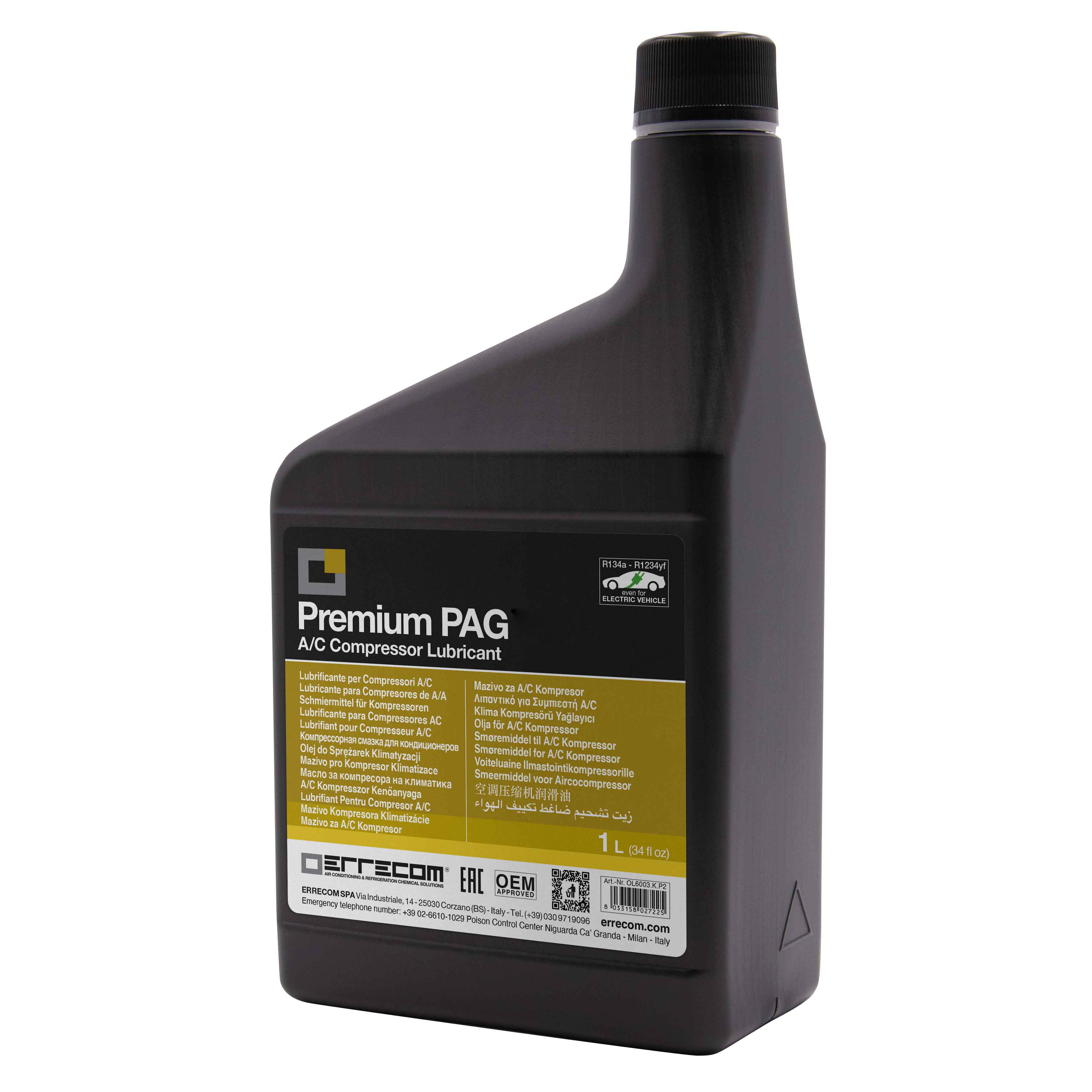 12 x Olio lubrificante AUTO PREMIUM PAG 46 + DYE (tracciante UV) - Tanica in Plastica da 1 litro - Confezione n° 12 pz. (totale 12 litri)